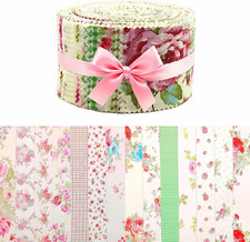 42 Pcs Jelly Roll Fabric Strips for Quilting, Crafting, Sewing, 2.56" X 20" Flor