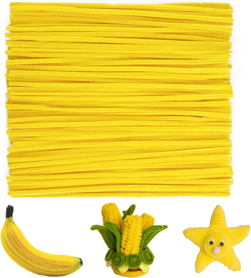 100 Pieces Yellow Pipe Cleaners Craft Supplies Flexible Chenille Stems ...