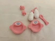 Zapf Creations Mini World Baby Born Pink Bowls - Bottles- Pacifiers & Spoon 7 PC