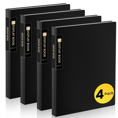 Sooez 4 Pack Binder with Plastic Sleeves 18Pocket, Displays 36 4-Pack, Black