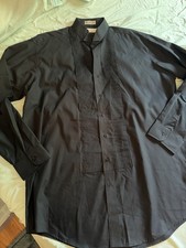Neil Allyn Men  s XL 36/37 Black Pleated Tuxedo Shirt Formal Wedding New