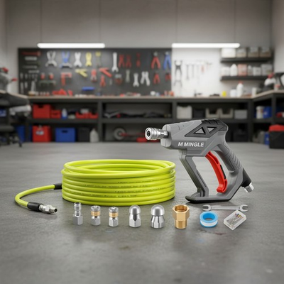 #ad Power Washer Drain Cleaner Kit: 50 FT Hose with Nozzles for Tough Blockages $87.49