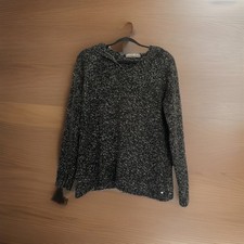 Eddie Bauer Women  s Lounge Hooded Sweater Black  White Size L. EUC Warm Cozy