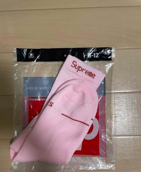 Supreme Hanes Pink Crew Socks 4 Pack Size 6-12 Soft Cotton