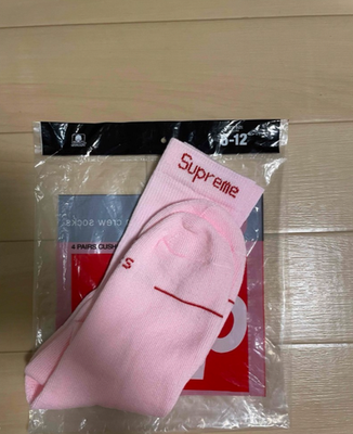 Supreme Hanes Pink Crew Socks 4 Pack Size 6-12 Soft Cotton