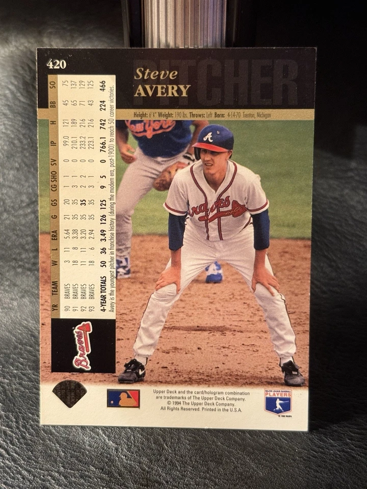 1994 Upper Deck - Steve Avery #420 - Image 2 of 4