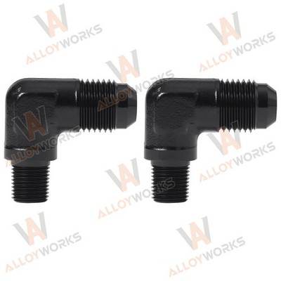 2-PCS 6AN to 1/8'' NPT Male 90 Degree Fitting Adapter Aluminum