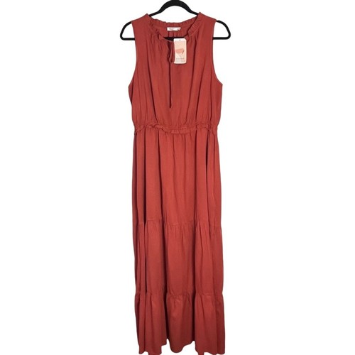 Kirundo Sleeveless Tiered Maxi Dress Womens XL Rusty Pumpkin Spice New With Tags - Picture 7 of 16