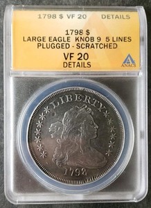 1798 $1 Draped Bust Silver Dollar Details Plugged Scratched