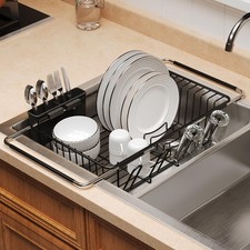 Over the Sink Expandable Dish Drainer Drying Rack In Stainless Steel for Smal...