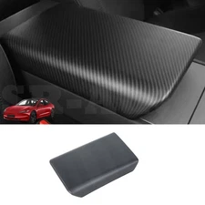 Matte Carbon Fiber Center Console Armrest Box Cover For Tesla Model 3 2024-2025