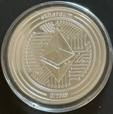 1 Oz .999 Fine Silver Ethereum ETH CRYPTO Round BITPAY Physical Crypto Token!! 107.92 per troy oz