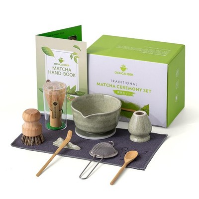 Japanese Matcha Set, Matcha Bowl with Spout and Coaster, Matcha Whisk and Hol...