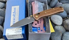 BENCHMADE 535 Bugout 3.24" S30V CUSTOM Hardwood "Morning Wood" + TITANIUM x4!