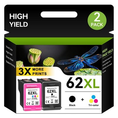 62XL Black Color #62 Ink For HP 62XL OfficeJet 5740 Envy 7640 5540 5640 5660 Lot