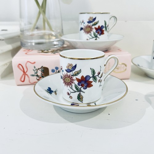 Vtg Richard Ginori Italy Oriente Floral Porcelain Demitasse Cup Saucer Set Of 4 - Picture 2 of 6