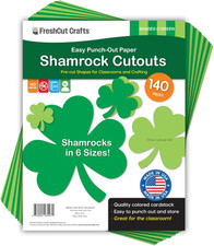 140 Piece Shamrock Cutouts Set: Pre-Cut Green Irish Clover Shapes for School Sup