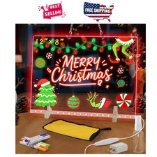 LED Writing Board 12x8 Acrylic Dry Erase 7 Color Modes with Stand  Hanging Kit