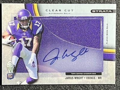 2012 Topps Strata Clear Cut Auto Rookie Relics: Jarius Wright-Card #CCAR-JW