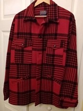 Pendleton Wool Mackinaw Cruiser Jacket Red Buffalo Plaid Men s Size Large