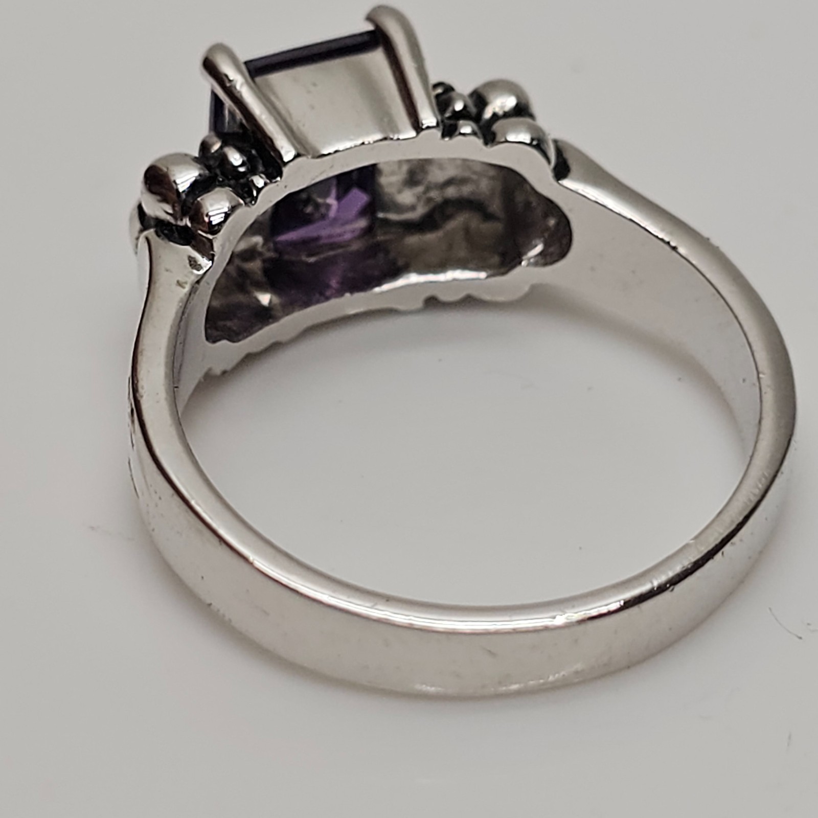 Sterling Silver 925 Ring Purple Rectangular Stone… - image 4
