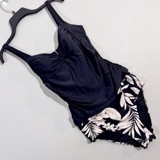 CUPSHE Large 2 Piece Tankini Swimsuit, High-Waisted, Front U Cutout w/ruching