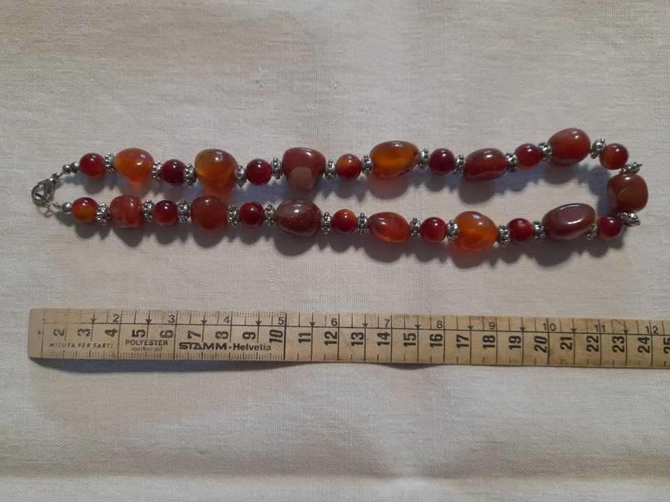 Lotto tre collane vintage etniche, osso, turchese, pietre, metallo, colorate - Immagine 3 di 4