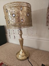 ValueLights Enna Gold Moroccan Style Bedside Table Lamp with Acrylic Jewel...