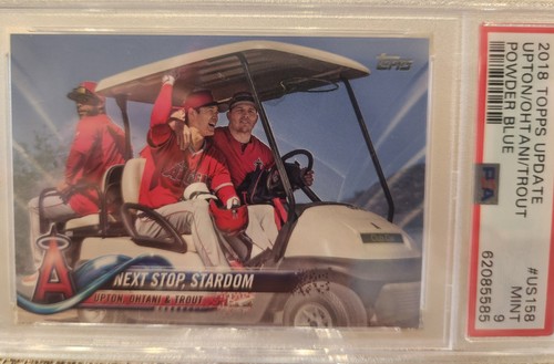 Justin Upton / Shohei Ohtani / Mike Trout [Father's Day Powder Blue] #US158 2018 Topps Update card