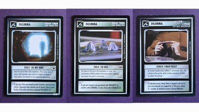 Star Trek CCG - 3 Karten: Chula The Way Home / The Dice + Chinese Finger Puzzle