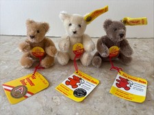 Vintage Steiff Lot of (3) Miniature Mohair Teddy bears Buttons & Tags