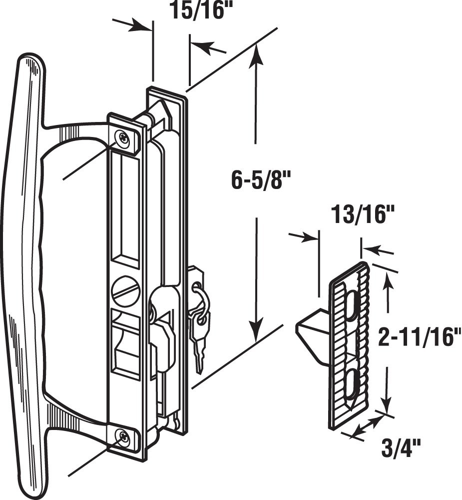 Sliding Patio Door Handle Set Keyed Flush Mount with Pull Handle White Finish