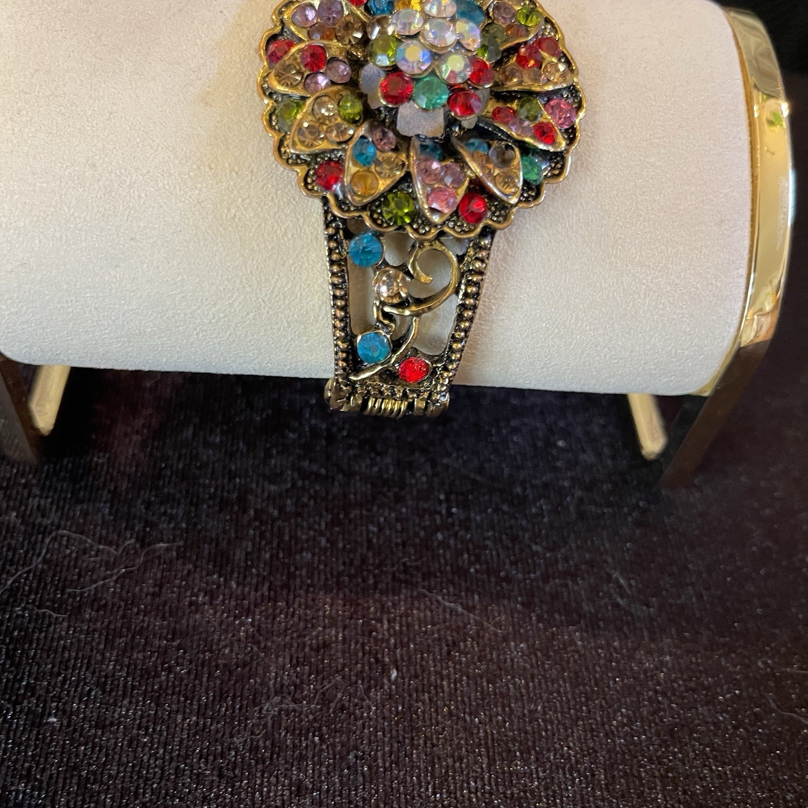 Multicolor Crystal Statement Cuff Bracelet | Gold… - image 2