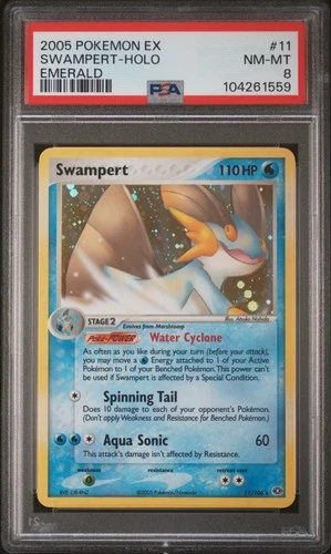 2005 POKEMON EX EMERALD #11 SWAMPERT-HOLO PSA 8