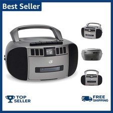 Portable Am/FM Boombox with CD and Cassette Player, Silver/Gray