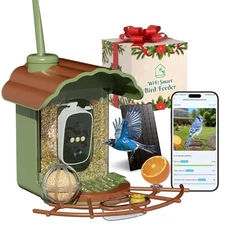 Smart Bird Feeder with Camera, 2K HD Video Outside Feeders with Solar Powered 