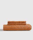 NWOT QUINCE EUROPEAN LINEN 3 PIECE FITTED SHEET SET FULL  /  DOUBLE TERRACOTTA