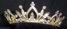 Women  s Handmade Beaded Crystal Pearl Gold Tiara For Wedding Princess Costume