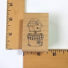 American Art Rubber Stamps - Flower/Plaid Birdhouse SD3026.D - NEW