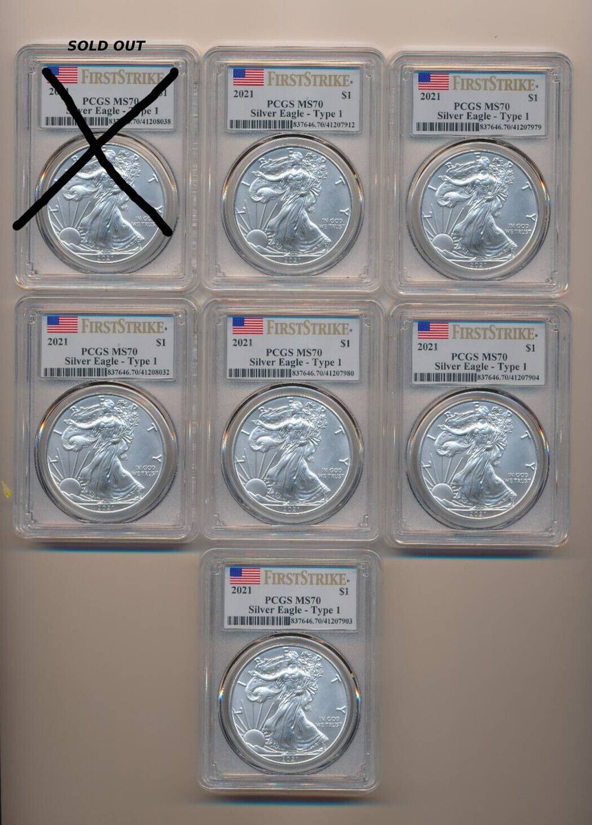 PCGS Silver Eagle MS70 Type 1 First Strike .999 Fine Silver - Free
