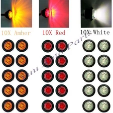 30x Mini 12V 3/4" Round Side 3 LED Clearance Marker Truck Trailer Bullet Light