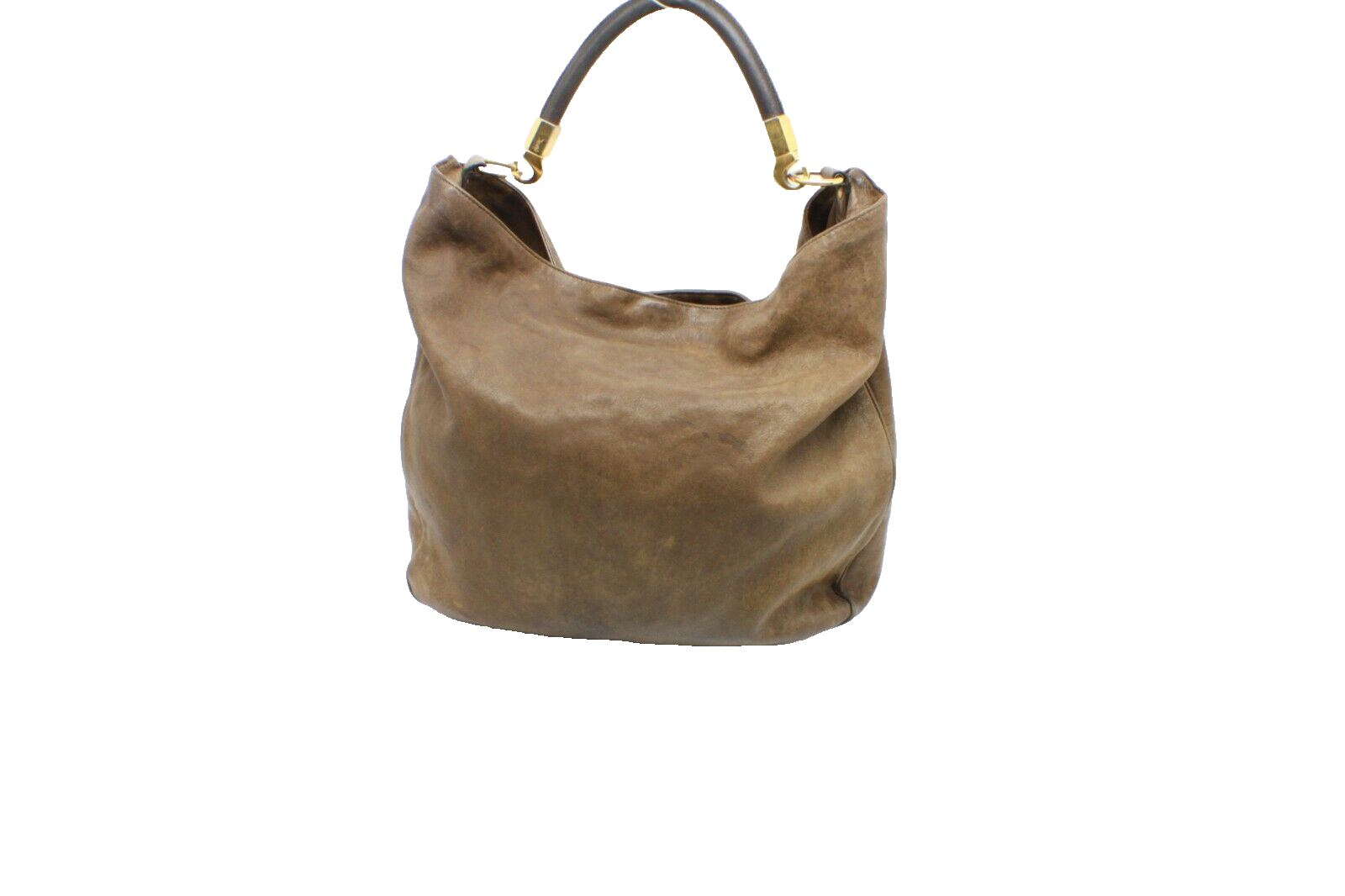 Borsa Hobo YSL Yves Saint Laurent verde oliva in pelle roady grande spedizione gratuita