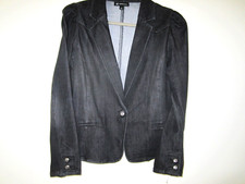 INC International Concepts Womens Puff Sleevs Deep Black Denim Blazer NEW 89.50