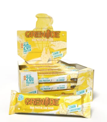 Grenade Carb Killa Lemon Cheesecake Protein Bars 12x60g High Protein Low Sugar”