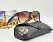 RB4165 Justin 54mm Ray-Ban Polarized Sunglasses Matte Tortoise Frame Grey-Brown
