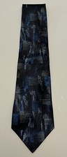 David Taylor Blue Black And Silver Abstract Pattern Mens Tie