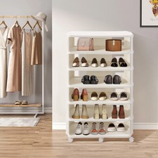 Large Hallway Shoe Storage Rack Shelf Shoes Organizer Footwear Stand with Wheels