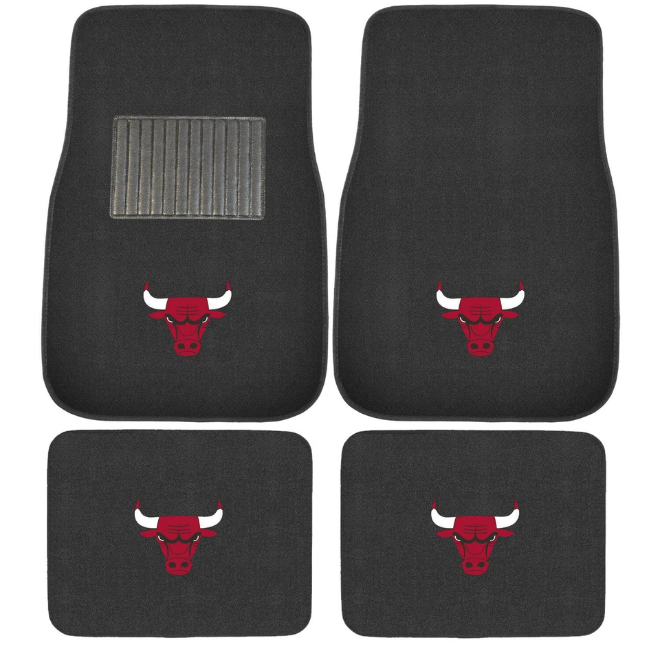 4PC NBA Chicago Bulls Car Truck Black All Weather Carpet Floor Mats Set - Изображение 3 из 4