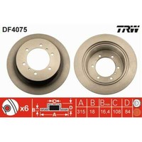 TRW 2X Bremsscheibe Hinten Ø315Mm Voll FüR Mitsubishi Pajero Klasseic Galloper