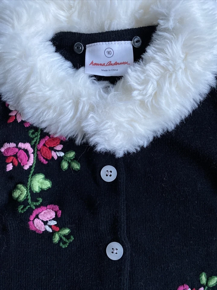 Hanna Andersson 90 Negro Floral Folk Suéter Conjunto Falda Desmontable Piel Sintética Ribete Foto 2 de 4